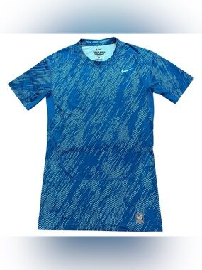 Nike Pro Combat Dri Fit Compression T Shirt Blue Mens Size X-Large Short Sleeve
